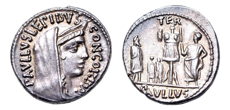 L. Aemilius Lepidus Paullus AR-Denarius (18.6 mm, 3.88 g, 5h). Rome mint, 62 BC....