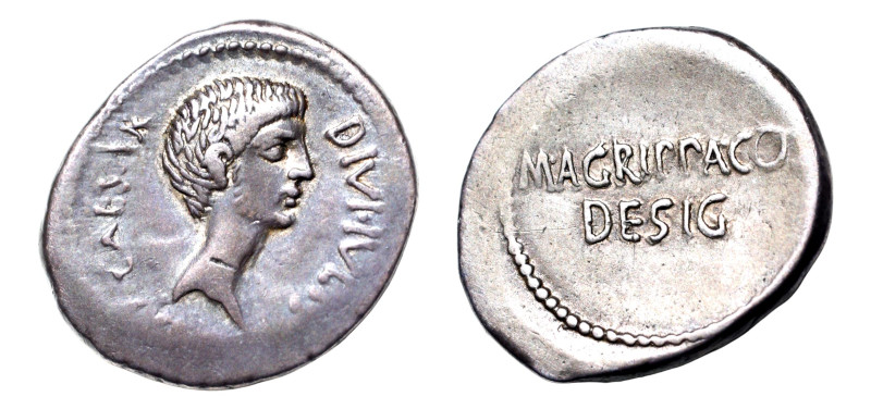 Octavian as Imperator and Triumvir (43-27 BC) AR-Denarius (19.5 mm, 3.69 g, 8h)....