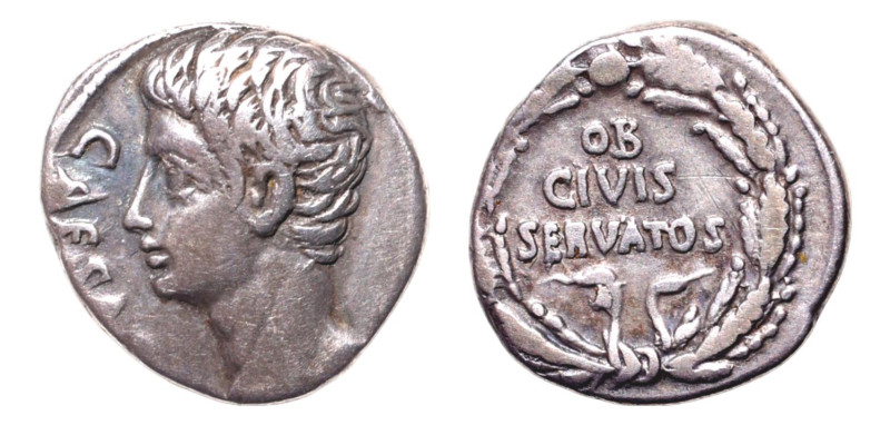 Octavian as Augustus (27 BC-AD 14) AR-Denarius (17.0 mm, 3.67 g, 6h). Uncertain ...