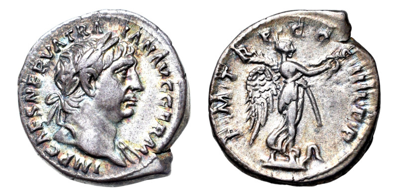 Trajan (AD 98-117) AR-Denarius (18 mm, 3.33 g, 6 h). Rome mint, AD 101-102.
Obv....