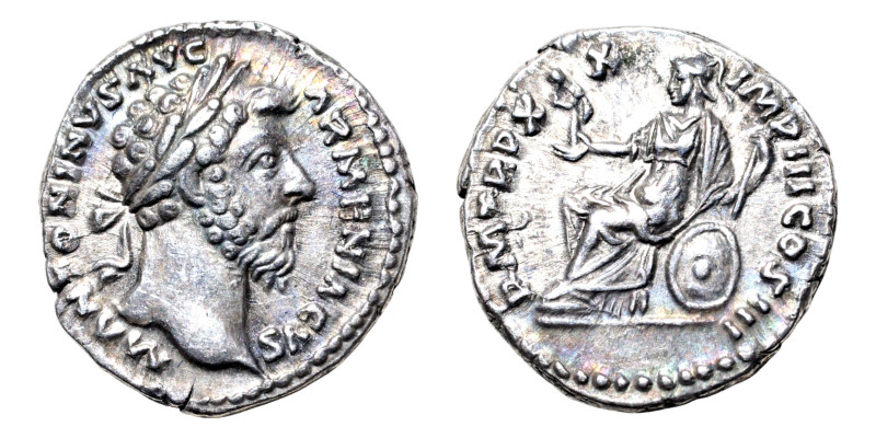 Marcus Aurelius as Augustus (AD 161-180) AR-Denarius (18.4 mm, 3.37 g, 7h). Rome...