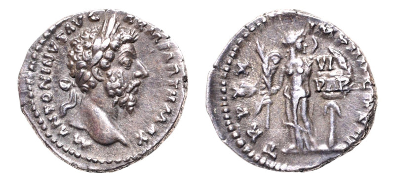 Marcus Aurelius as Augustus (AD 161-180) AR-Denarius (19 mm, 3.28 g). Rome mint,...