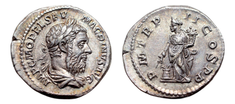 Macrinus (AD 217-218) AR-Denarius (20mm, 3.69 g, 6h). Rome mint; 4th officina; 3...