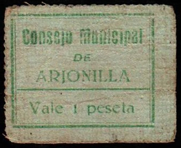 Arjonilla, Jaén. Consejo Municipal. 1 peseta. G109; M192C (100 --€). MBC