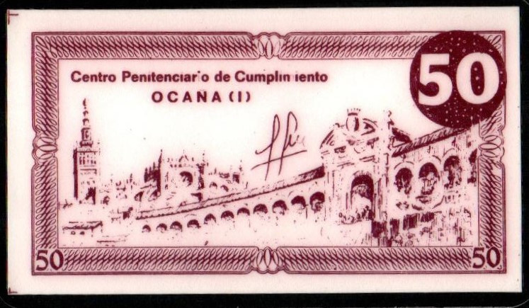 Ocaña, Toledo. Centro penitenciario Ocaña. 50 pesetas. Sin serie. Plastificado. ...