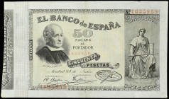 50 Pesetas. 24 Julio 1893. Jovellanos. (Reparaciones). RARO. Ed-301. MBC+.