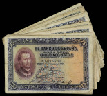 Lote 20 billetes 25 pesetas. 12 Octubre 1926. San Francisco Javier. Sin serie y Series A y B. (Roturas). Ed-325, 325a. BC+.