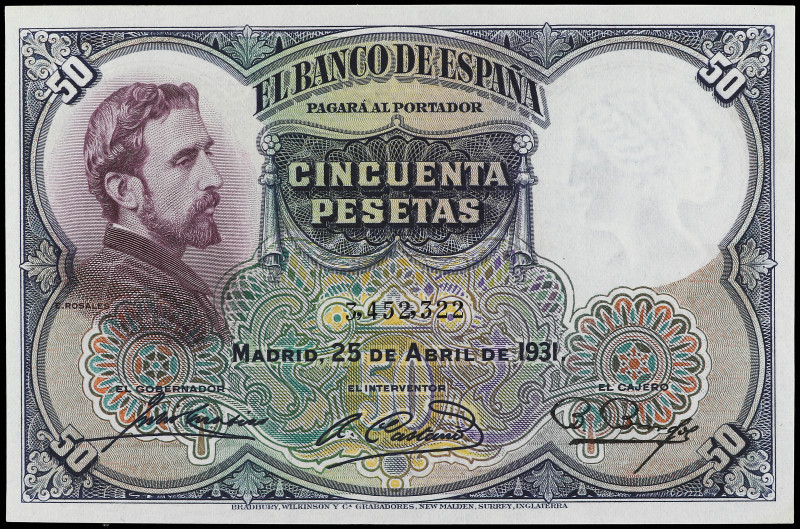 50 Pesetas. 25 Abril 1931. Rosales. Ed-359. EBC+.