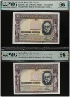 Lote 2 billetes 5 Pesetas. 22 Julio 1935. BILLETES ESPAÑOLES: GUERRA CIVIL, ZONA REPUBLICANA. Precintados y garantizados por PMG 66 Gem Uncirculated E...