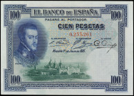 100 Pesetas. 1 Julio 1925. Felipe II. Sin Serie. Ed-323. EBC.