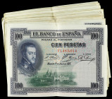 Lote 70 billetes 100 Pesetas. 1 Julio 1925. Felipe II. A EXAMINAR. Ed-350. MBC a MBC+.