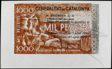 Prueba de Imprenta 1.000 Pessetes. 10 Agost 1950. GENERALITAT DE CATALUNYA. Serie H. Ed-Cita pág. 103; LB-Cita pág. 756. SC-.