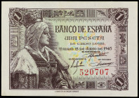 1 Peseta. 15 Junio 1945. Isabel la Católica. Sin serie. (Levísimas manchitas, esquinas algo rozadas). Ed-448. (SC).