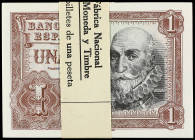 Lote 100 billetes 1 Peseta. 22 Junio 1953. Marqués de Santa Cruz. Serie Z. Todos correlativos. En fajo original F.N.M.T. (Alguna esquina rozada). Ed-4...