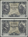 Lote 2 billetes 25 Pesetas. 9 Enero 1940. Herrera. Serie E. (esquinas algo redondeadas). Ed-436a. SC-.