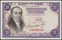 25 Pesetas. 19 Febrero 1946. Flórez Estrada. Serie D. Ed-450a. EBC+.