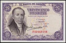 25 Pesetas. 19 Febrero 1946. Flórez Estrada. Serie F. Ed-450a. SC.