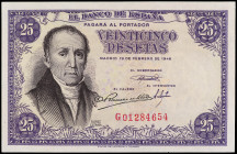 25 Pesetas. 19 Febrero 1946. Flórez Estrada. Serie G. Ed-450a. EBC+.