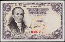 25 Pesetas. 19 Febrero 1946. Flórez Estrada. Serie H. (Arruga en margen izquierdo). Ed-450a. SC-.