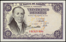 25 Pesetas. 19 Febrero 1946. Flórez Estrada. Serie J. Ed-450a. EBC+.