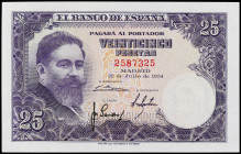 25 Pesetas. 22 Julio 1954. Albéniz. Sin Serie. Ed-467. SC.