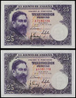 Lote 2 billetes 25 Pesetas. 22 Julio 1954. Albéniz. Serie A. Ed-467a. SC.