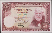 50 Pesetas. 31 Diciembre 1951. Rusiñol. Serie A. Ed-462a. SC.
