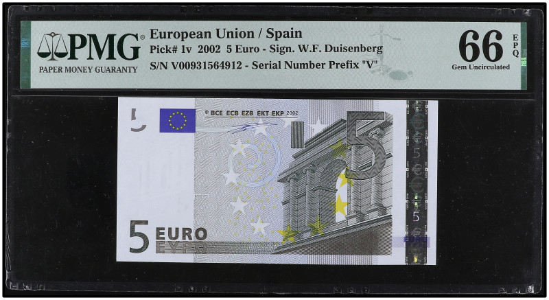 5 Euros. 2002. Precintado y garantizado por PMG 66 GEM UNCIRCULATED (n. 2183851-...