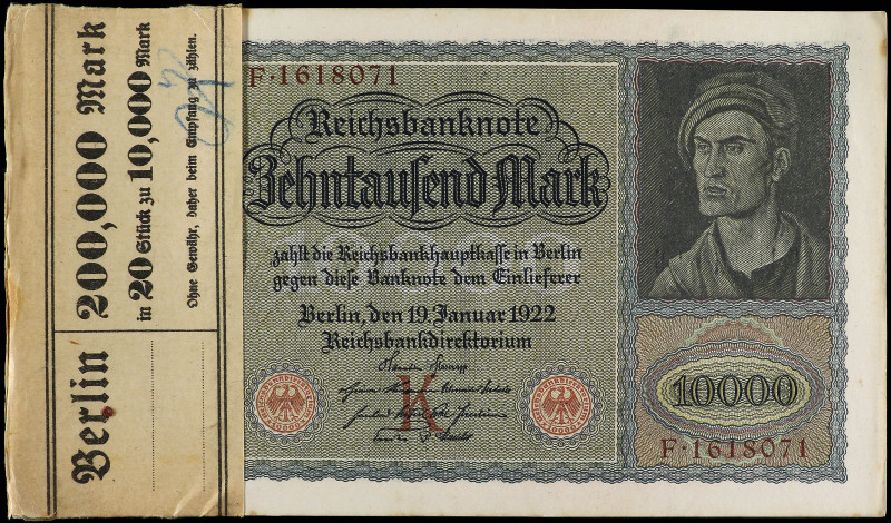 Lote 105 billetes 10.000 Mark. 1922. ALEMANIA. Retrato de Durero. (Manchitas). P...