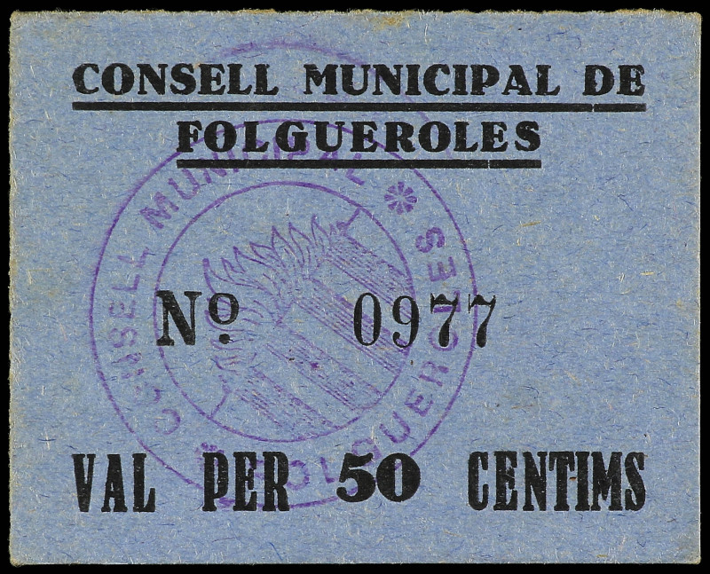 50 Cèntims. C.M. de FOLGUEROLES. Cartón. RARA. AT-1031a. EBC.