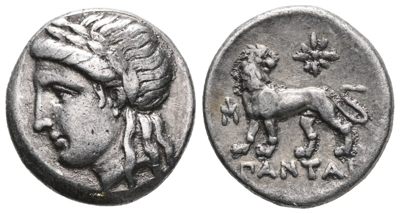 IONIA, Miletos. Circa 340-325 BC. AR Drachm . Pantainos, magistrate. Laureate he...