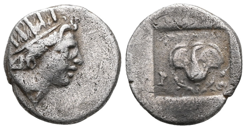 Greek Rhodos, Rhodes AR Plinthophoric Drachm. Circa 88-84 BC. Euphanes, magistra...