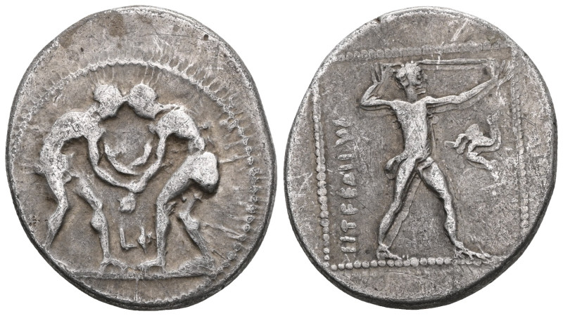 Pamphylia Aspendos, Stater, ca. 4th/3rd century century B.C. Chr. Av: Two wrestl...