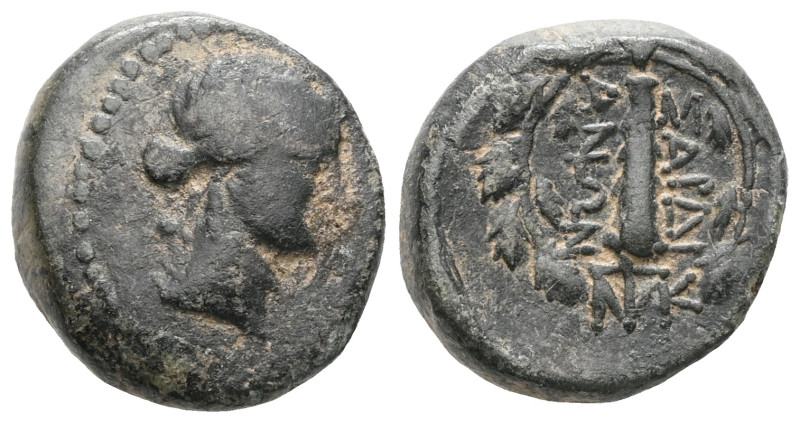 Greek Lydia, Sardes, AE , 133-1 BC . Obv: Laureate head of Apollo right Rev: ΣΑΡ...