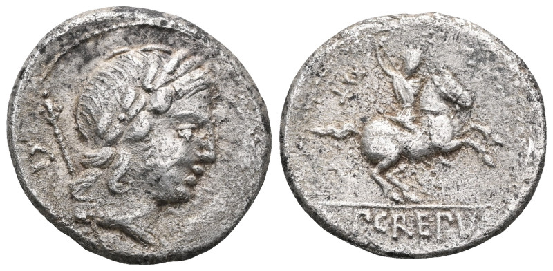 The Roman Republic P. Crepusius, Rome, 82 BC, Denarius, AR. Laureate head of Apo...