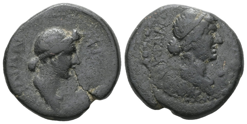 Mysia, Pergamon Ӕ18. Pseudo-autonomous issue, circa AD 40-60. ΘԐON CYNKΛHTON, dr...