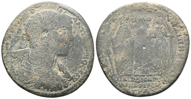 Roman Provincial Caracalla (197-217), homonoia with Ephesus, AE . Obv: [M] AVP -...