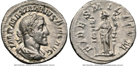 Maximinus I (AD 235-238). AR denarius (19mm, 3.00 gm, 6h). NGC Choice AU 4/5 - 4/5, light marks. Rome, ca. March AD 235-January AD 236. IMP MAXIMINVS ...