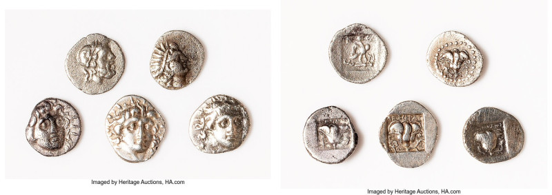 ANCIENT LOTS. Greek. Lot of five (5) AR fractions. VG-Fine. Includes: Five AR fr...