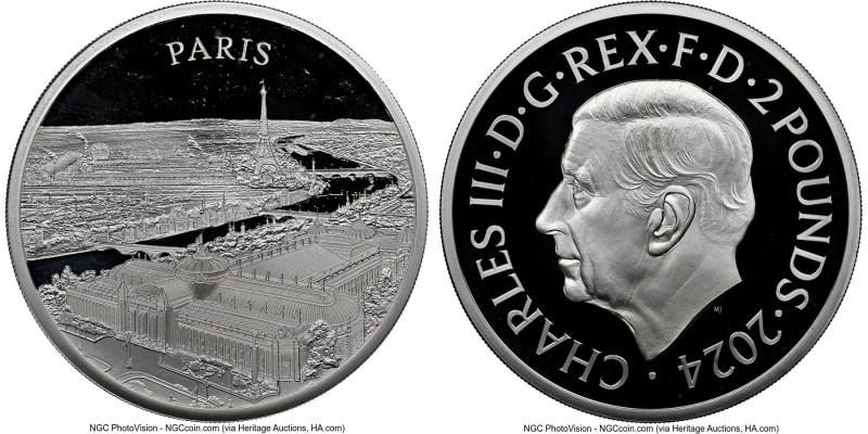 Charles III silver Proof "Paris" 2 Pounds (1 oz) 2024 PR69 Ultra Cameo NGC, Roya...