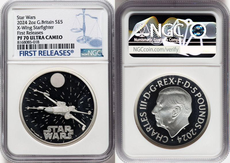 Charles III silver Proof "X-Wing Starfighter" 5 Pounds (2 oz) 2024 PR70 Ultra Ca...