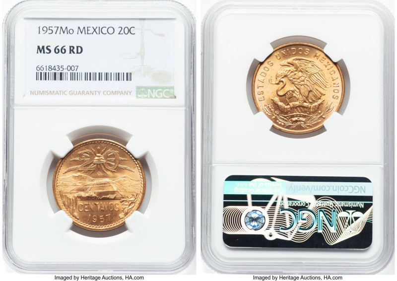 Estados Unidos 3-Piece Lot of Certified 20 Centavos MS66 Red NGC, 1) 20 Centavos...