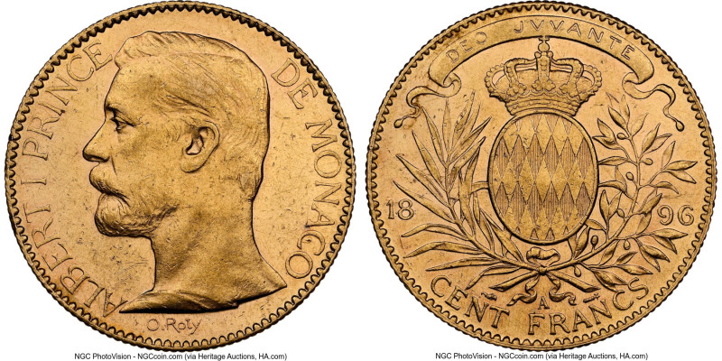 Albert I gold 100 Francs 1896-A AU55 NGC, Paris mint, KM105. HID09801242017 © 20...