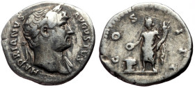 Denarius AR
Hadrian (117–138), Rome, 127, HADRIANVS AVGVSTVS, laureate head of Hadrian right, with slight drapery on far shoulder / COS III, genius s...
