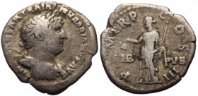 Denarius AR
Hadrian (117-138) , Rome, 119-122, IMP CAESAR TRAIAN H – ADRIANVS AVG Laureate, draped and cuirassed bust r. / P – M TR P – COS III Liber...