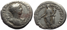 Denarius AR
Hadrian (117-138), Rome, 117, IMP CAES TRAIAN HADRIANO AVG DIVI TRA, Laureate bust right with bare chest, slight drapery / PARTH F DIVI N...