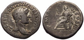 Denarius AR
Hadrian (117-138), Rome, 119-125, IMP CAESAR TRAIAN H ADRIANVS AVG, laureate head right / P M TR P COS III, Pax, draped, seated left, hol...