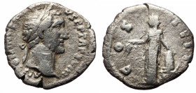 Denarius AR
Antoninus Pius (138-161), Rome, ANTONINVS AVG PIVS P P TR P XVIII, Laureate head right / COS IIII, Annona standing left, holding grain ea...