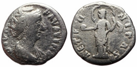 Denarius AR
Diva Faustina I (Died, 140/1), Rome, 141-161, DIVA FAV-STINA, draped bust of Diva Faustina Senior right, seen from front, hair elaboratel...