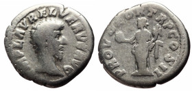 Denarius AR
Lucius Verus (161-169), Rome, 161, IMP L AVREL VERVS AVG, bare head of Lucius Verus right / PROV DEOR TR P COS II, Providentia standing f...